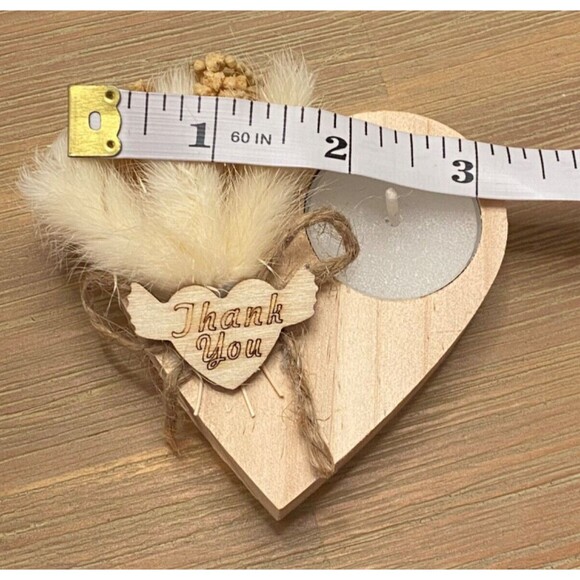 50 Thank You Votives Wooden Heart Rustic Wedding Party Shower Favors Gifts Decor - Picture 8 of 10